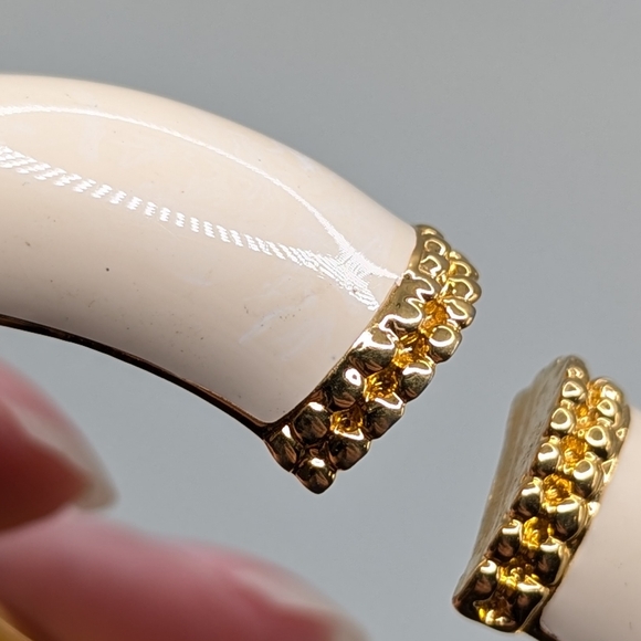 Kenneth Jay Lane Jeweled Enamel Double Hinged Cuff Bracelet - Picture 12 of 13